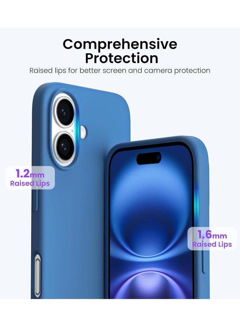 Delivus Iphone 16 Plus, Blue Silicone Case - Silky Soft Touch with Grade Drop Protection - Anti-Scratch Microfiber Lining - Shockproof Protective Phone Case Slim Thin Cover - Image 3
