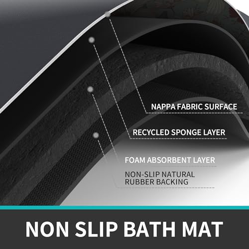 Schweek 2Pcs Bathroom Mats and Toilet Rugs U Shaped Set, Non-Slip Quick-Dry Toilet Mat Bath Mat Rug for Tub, Shower and Bath Room 19.7"x31.5"+19.7"x23.6", Dark Grey - Image 3