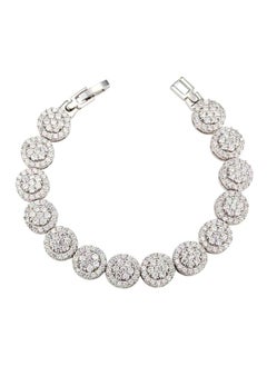18K White Gold Plated Crystal Studded Elegant Glisten Bangle Bracelet