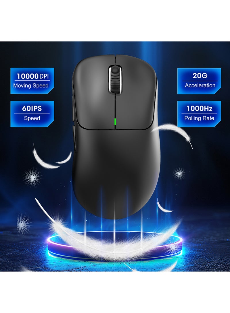 Rock Pow Wireless Gaming Mouse,Superlight 49g Tri-Mode Bluetooth/2.4G/Wired Mouse,Optical Sensor Adjustable 10000 DPI, Ergonomic Design BT5.3 Rechargeable Gaming Mice for PC/Mac/Laptop,Black - Image 2
