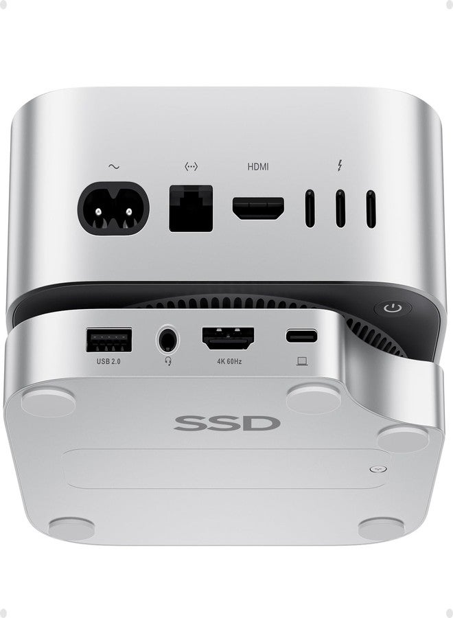 PULWTOP Mac mini M4 Dock with 4TB M.2 SSD Enclosure (SSD NOT Included), Mac mini M4/ M4 Pro Hub Stand with HDMI 4K 60Hz, 2024 MacMini USB C Hub Accessories, 3 USB A 2.0, SD/TF Card, Audio (Silver-1) - Image 1