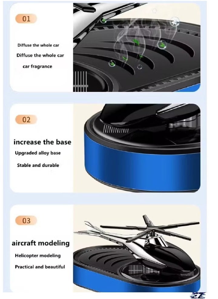 ELTRAZONE Solar-Powered Car Air Freshener Mini Helicopter with Rotating Airplane Design – Stylish and Functional, Keeps Your Car Interior Fresh and Clean - Image 2