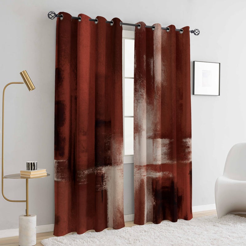 Asuexpect Red Curtains 2 Panels Abstract Rust Curtain Room Darkening Grommet Window Treatments Modern Decorative for Bedroom Living Room  52x84 Inches - Image 4