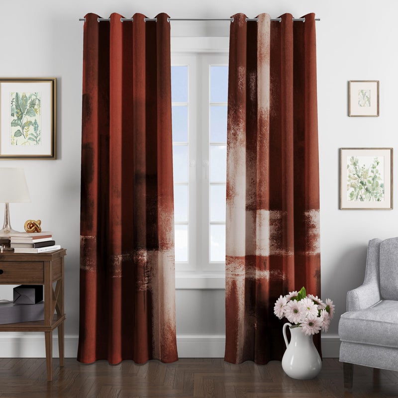 Asuexpect Red Curtains 2 Panels Abstract Rust Curtain Room Darkening Grommet Window Treatments Modern Decorative for Bedroom Living Room  52x84 Inches - Image 5
