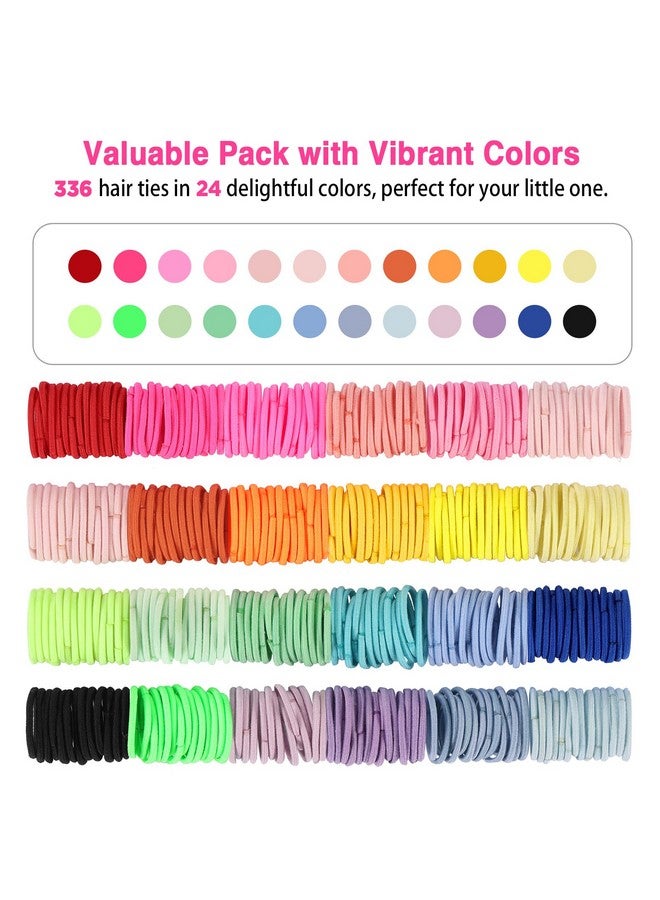 Funtopia Hair Ties Set, 336Pcs Small Elastic Hair Bands for Girls, Colorful Ponytail Holders Hair Tie for Baby Hair - Multicolor, No damage with Organizer Box for Kids Infants Toddlers - Image 3