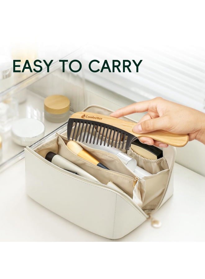 Combetter Bamboo Detangling Comb, Anti Static Comb for Curly, Thick, Think Hair & Beard, Eco-Friendly Durable Bakelite Infused Hair Comb for Women,Men (Wide Tooth with Handle) - Image 5