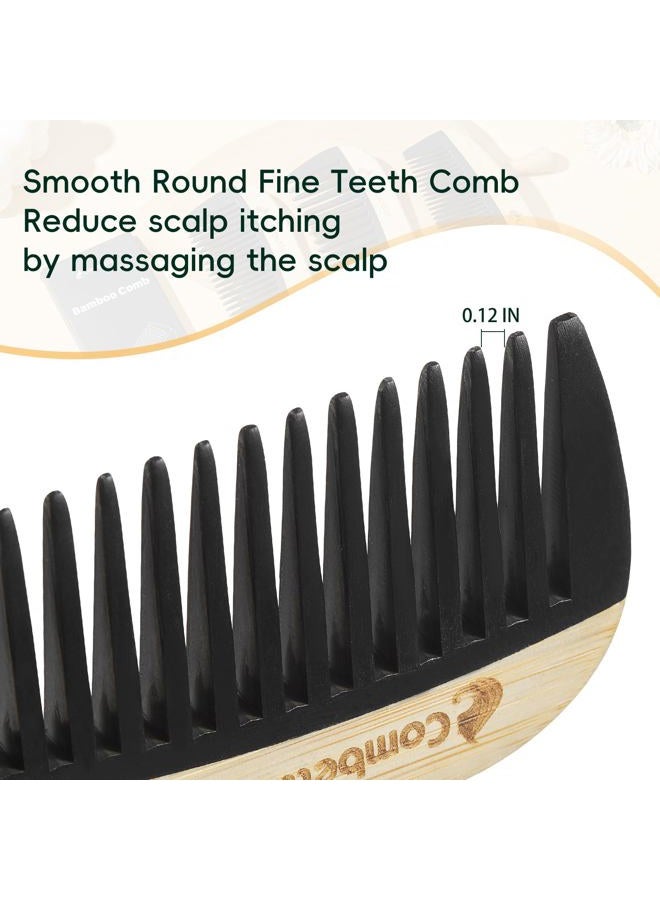 Combetter Bamboo Detangling Comb, Anti Static Comb for Curly, Thick, Think Hair & Beard, Eco-Friendly Durable Bakelite Infused Hair Comb for Women,Men (Wide Tooth with Handle) - Image 3