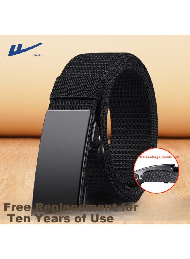 Pull Back Huili Canvas Belt For Men With Automatic Buckle, Woven Tactical Belt, Versatile Casual Breathable Waistband For Men And Wome - Image 1