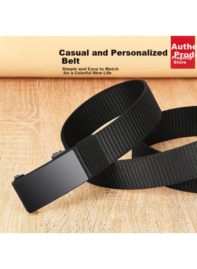 Pull Back Huili Canvas Belt For Men With Automatic Buckle, Woven Tactical Belt, Versatile Casual Breathable Waistband For Men And Wome - Image 4