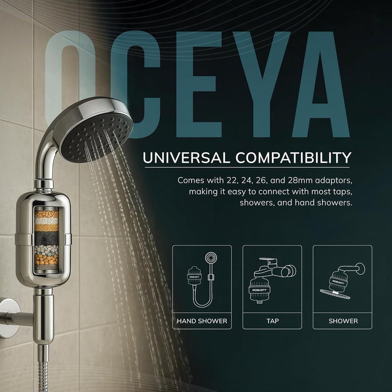 ROBUSTT Oceya 15 Stage Hard Water Softener For Tap & Shower (Silver) | Reduces Hair Fall, Skin Dryness & Limescale | Water Purifier Filter For Tap, Shower & Handshower| Includes Kit & Manual - Image 5