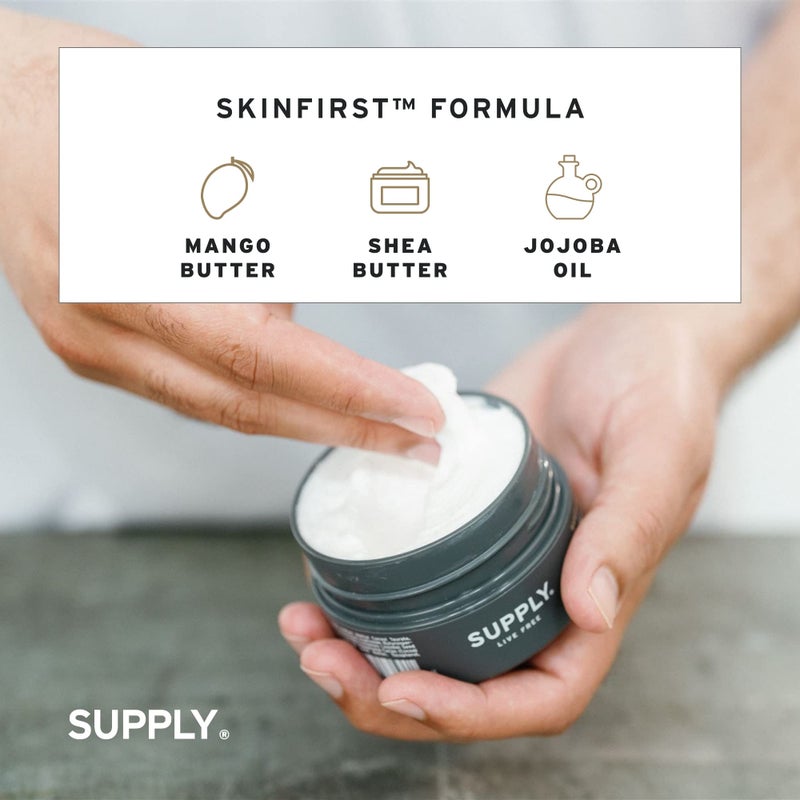 SUPPLY Ultra Lather Shaving Cream Sandalwood & Cedar - Hypoallergenic Formula for Men - 3.4 Oz Jar - Naturally Soothes and Protects, Guards Against Razor Burn and Irritation - Image 2