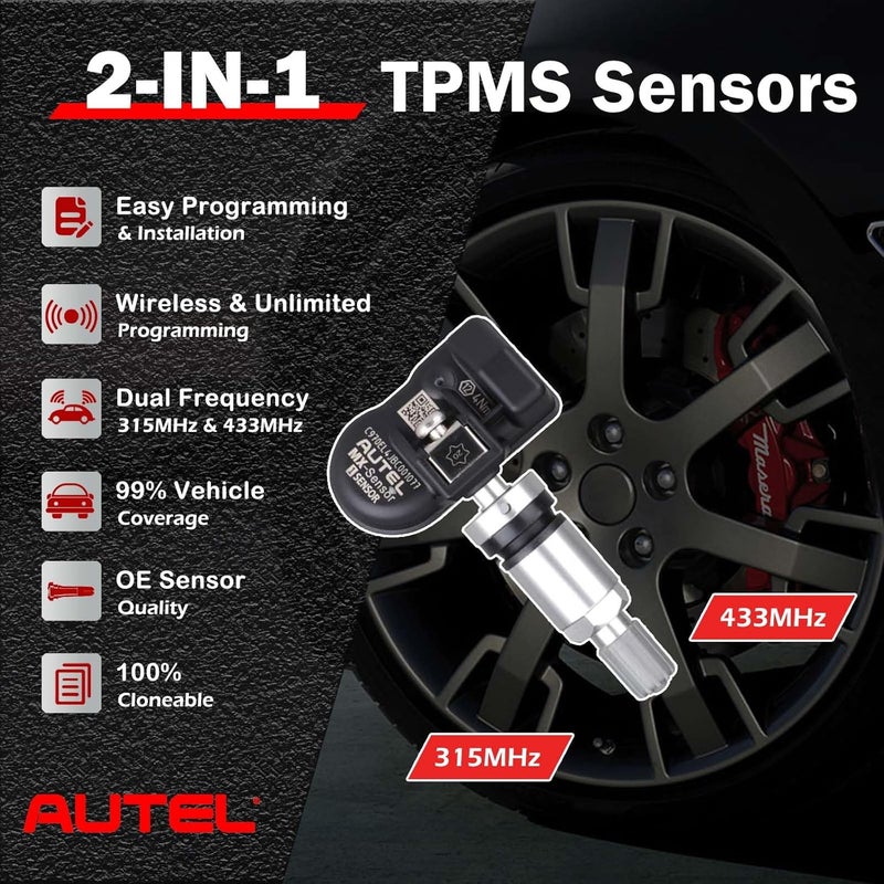 Autel MaxiTPMS MX Sensor 20pcs Universal Tire Sensor with OBD2 Scanner Dual Frequency 315MHz/433MHz - Image 2