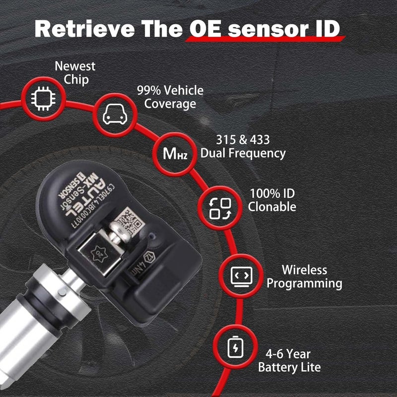 Autel MaxiTPMS MX Sensor 20pcs Universal Tire Sensor with OBD2 Scanner Dual Frequency 315MHz/433MHz - Image 3