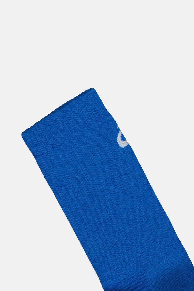 asics Men 1 Pair Brand Logo Olympic Crew Socks, Blue - Image 2