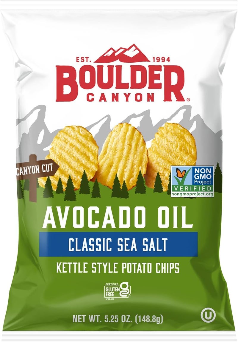 Boulder Canyon Avocado Oil Canyon Cut Potato Chips with Classic Sea Salt - 5.25 oz - Image 1