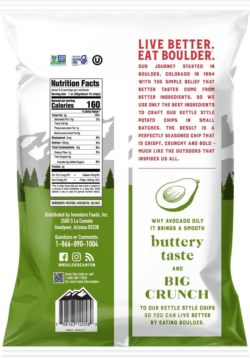 Boulder Canyon Avocado Oil Canyon Cut Potato Chips with Classic Sea Salt - 5.25 oz - Image 2