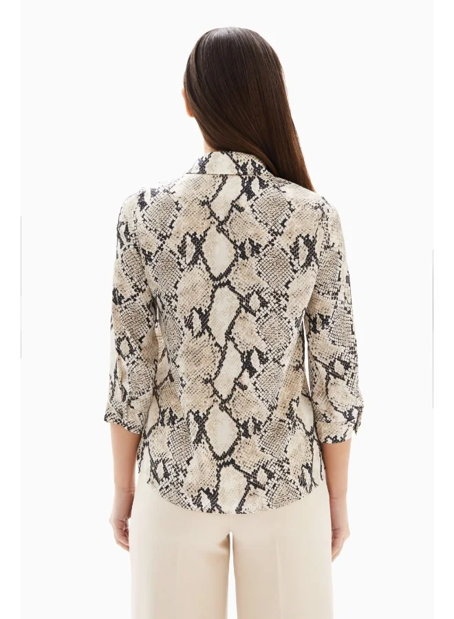 Wecre8 Beige Snake Print Blouse