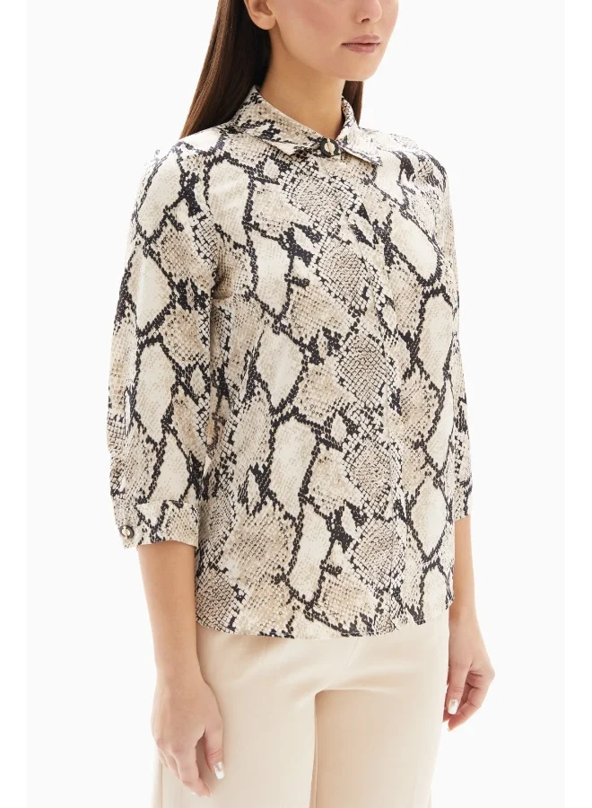 Wecre8 Beige Snake Print Blouse