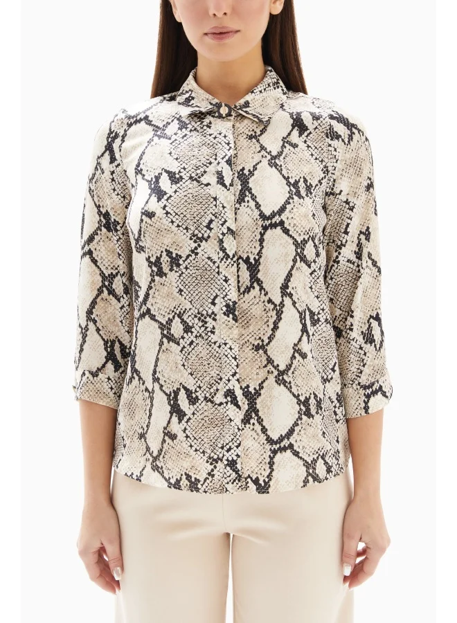 Wecre8 Beige Snake Print Blouse