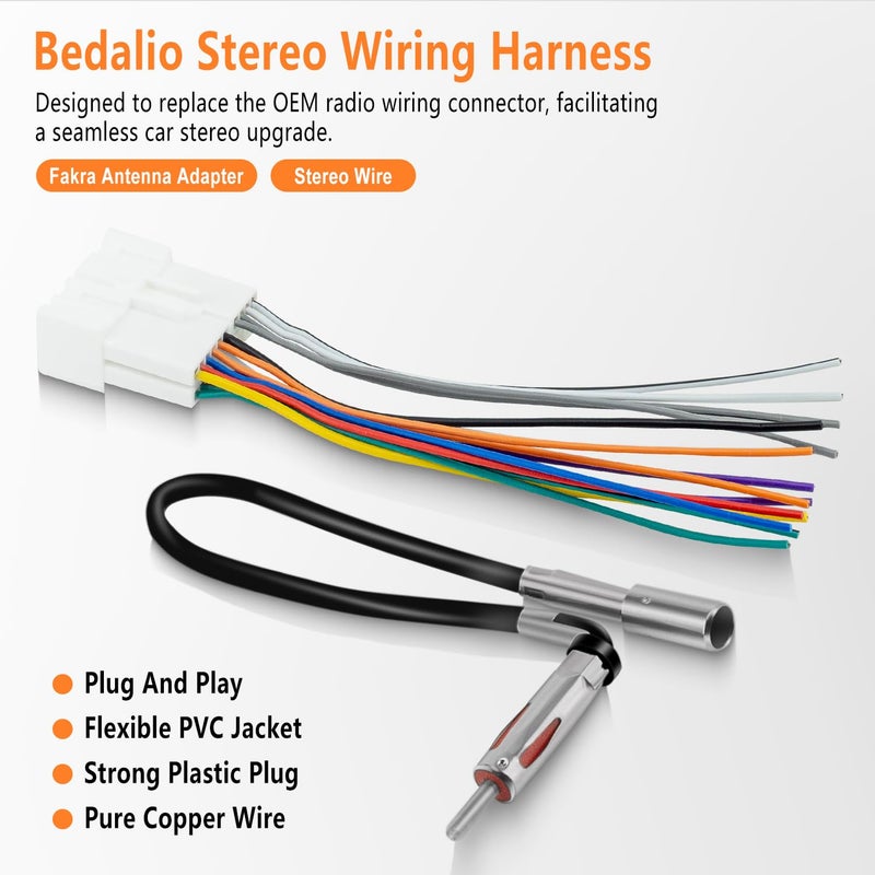 Bedalio Radio Wiring Harness with Antenna Adapter Compatible with 1989-2002 Chevy GMC Buick Cadillac Install Aftermarket Stereo Wire Cable Adapter - Image 2