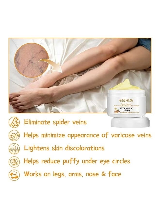 EELHOE Vitamin K Varicose Veins Cream, Soothing Leg Cream, Varicose and Spider Veins Treatment Cream, Improve Blood Circulation, Fast Relieve Swelling Pain 60g - Image 3