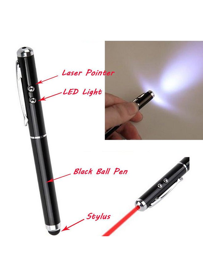 قلم إلكتروني برأس كروي مع مؤشر ليزري وضوء LED 4 في 1 أسود - Image 5