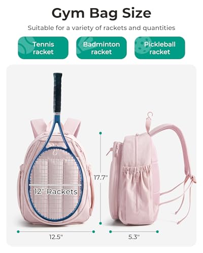 BAGSMART Tennis Gym Bag for Women Tennis Backpack Holds 2 Rackets with Shoe Compartment 156 Laptop Gym Backpacks for Court Offwork Everyday Overnight Weekend Tennis BackpackBeige - Image 3