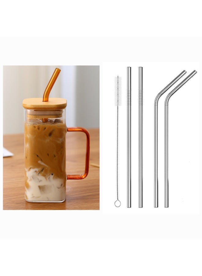 مج شاليموه زجاج و طقم شاليموه استانلس 4 قطع - Image 1