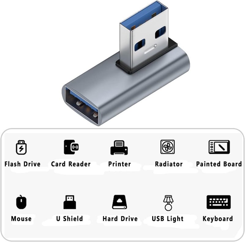 ETZIN 90 Degree USB Adapter Left Angle USB 3.1 Male to Female Extender USB A-A Direction Converter for PC, Laptop, USB A Charger, Power Bank and More - Image 4