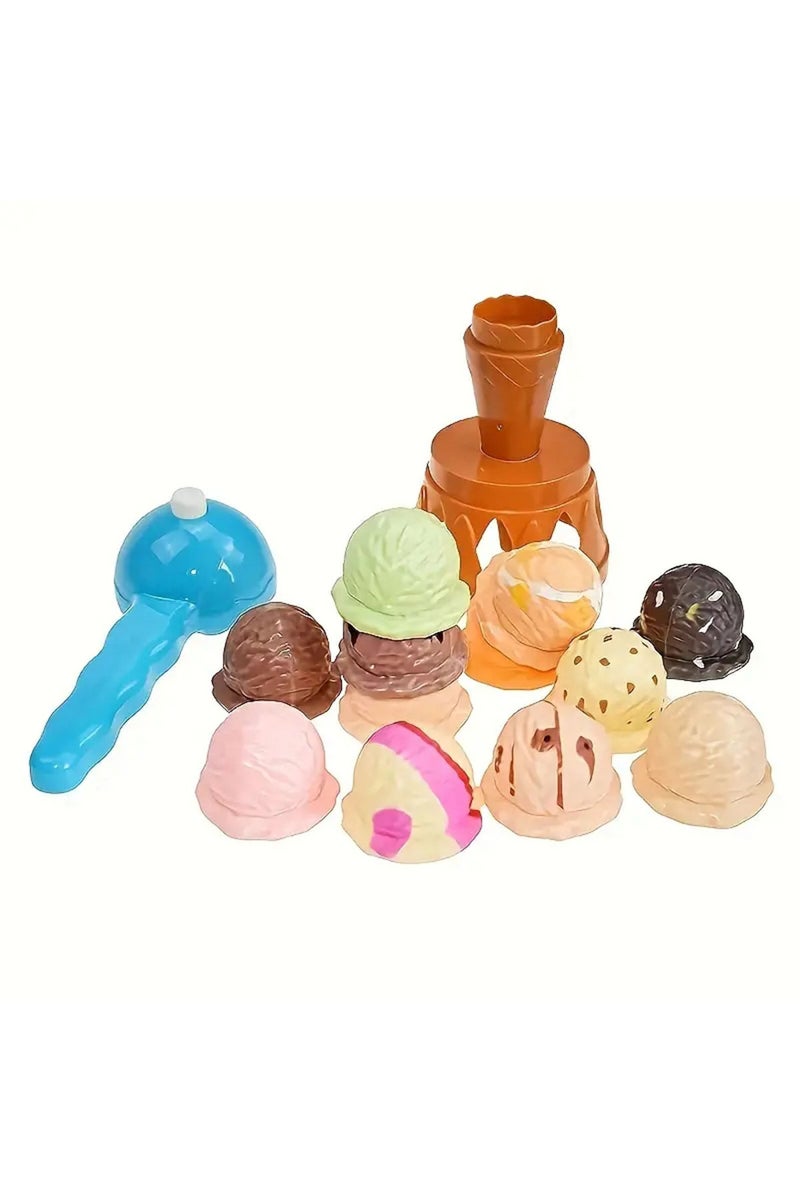 لعبة مطبخ ملونة للأطفال، تحاكي الطعام، لعبة تكديس الآيس كريم، لعبة تمثيلية تعليمية للأطفال