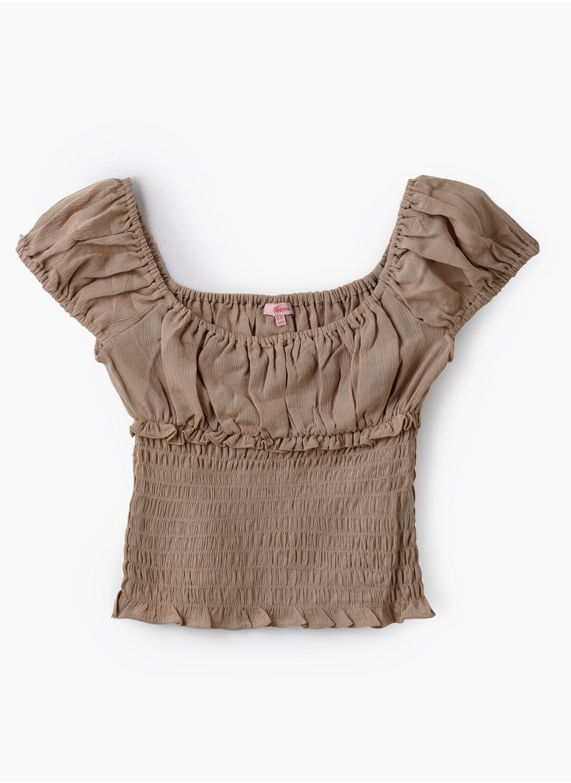 Jelliene Girls Smocked Ruffle Short Sleeve Top  - Image 1