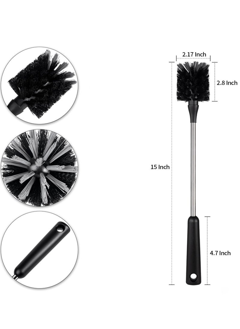 Generic - 2 Pack Stainless Steel Water Bottle Brush & Straw Cleaner Set, Long Handle Baby Bottle Scrub Cleaning Brush for Sports Bottles, Cups, Dishes, Coffee Mugs, Glasswares, Tumblers, Wine Decanters - Image 1