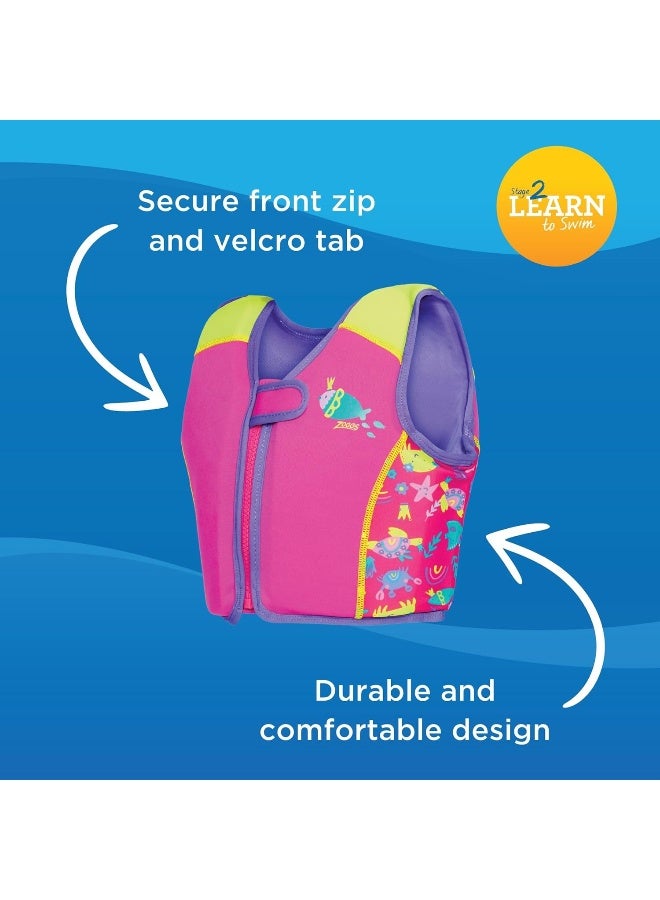 Zoggs Sea Queen Swim Sure Jacket for Kids 4 to 5 Years | Fixed Buoyancy Learn to Swim Aid with Zip Front and Safety Cover | 100 Percent Polyester | 465526-SQEU4-5 - Image 3