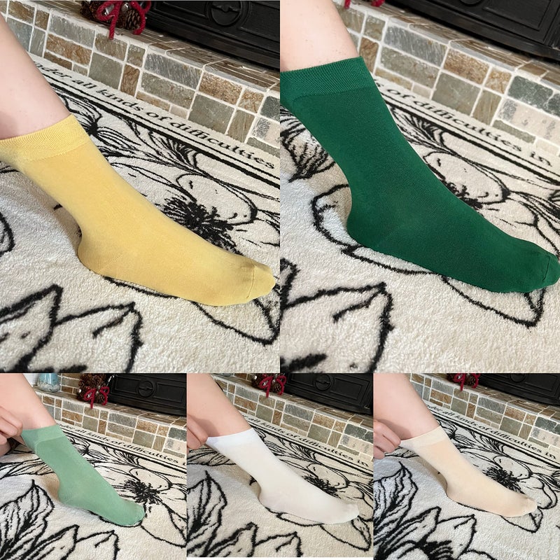 SERISIMPLE Women Thin Bamboo Socks Crew Lightweight Above Ankle Casual Dress Sock For Ladies Bootie Trouser 5 Pairs (Spring Colors, Large) - Image 4