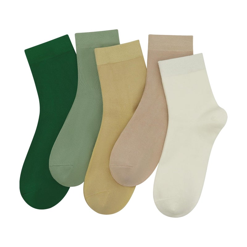 SERISIMPLE Women Thin Bamboo Socks Crew Lightweight Above Ankle Casual Dress Sock For Ladies Bootie Trouser 5 Pairs (Spring Colors, Large) - Image 1