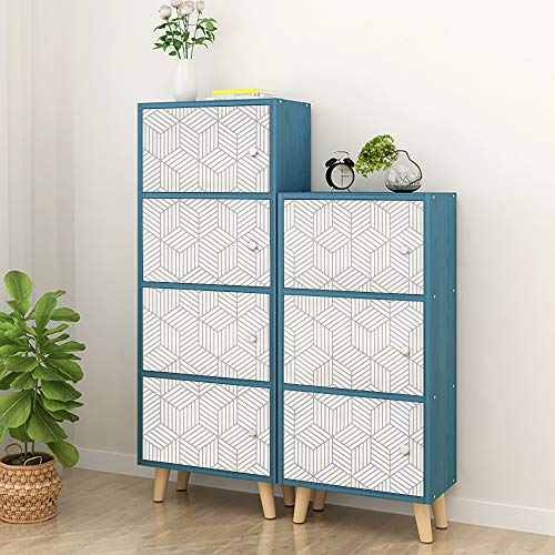 MelunMer White and Silver Peel and Stick Wallpaper Modern 197In L 17.7InW Self Adhesive Removable Wallpaper White Contact Paper for Cabinets Stripe Geometric Contact Paper Hexagon Shelf Liner Vinyl - Image 5