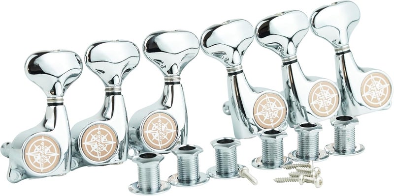 guyker Guitar Machine Heads (3L + 3R) – 1:21 Sealed Tuning Key Pegs Tuners Set Replacement for ST TL SG Style Electric or Acoustic Guitars – Chrome - Image 1