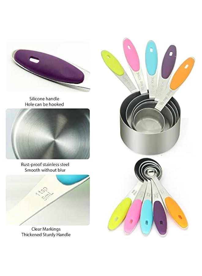 بيوينتي مجموعة من اكواب وملاعق القياس المعيارية من سكاي تاتش مصنوعة من الستانلس ستيل للطهي والخبز، مجموعة من 10 قطع - Image 3