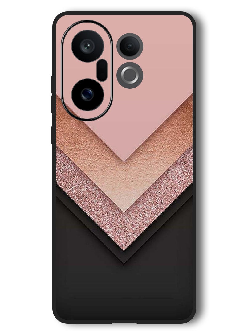 Theodor Case Compatible with Vivo X200 FE 6.31 Inch Protection Shockproof Bumper Cover Black Golden & Pink - Image 1