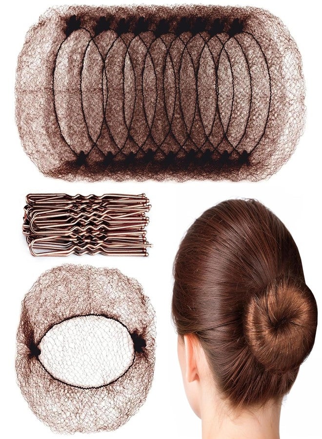 AIDUZETY 100PCS Hair Net and Pin Set - 50 Invisible Mesh Hair Nets (20 Inch) and 50 U-Shaped Hair Pins for Bun Making, Dance, Work, and Daily Use (Brown) - Image 1