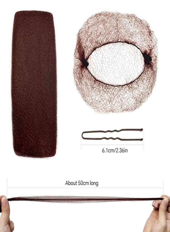 AIDUZETY 100PCS Hair Net and Pin Set - 50 Invisible Mesh Hair Nets (20 Inch) and 50 U-Shaped Hair Pins for Bun Making, Dance, Work, and Daily Use (Brown) - Image 3