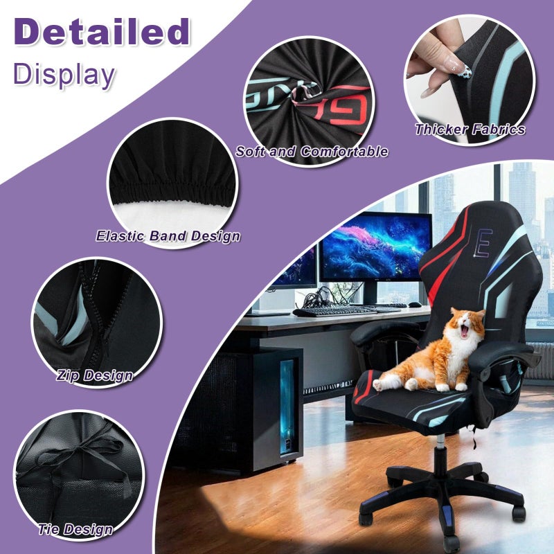 QYZDLM Gaming Chair Covers, 3D Printing One-Piece Universal Fit Gaming Chair Seat Cover with Armrest Sloipcover(Color:Style 3) - Image 3