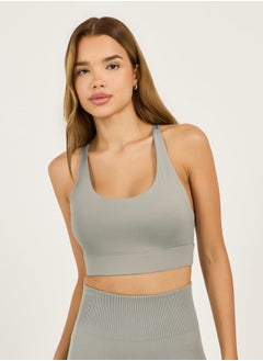Styli Back Mesh Insert Multi Straps Medium Support Sports Bra  - Image 1