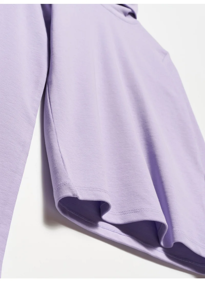 Dilvin 50167 Turtleneck Blouse-Lilac