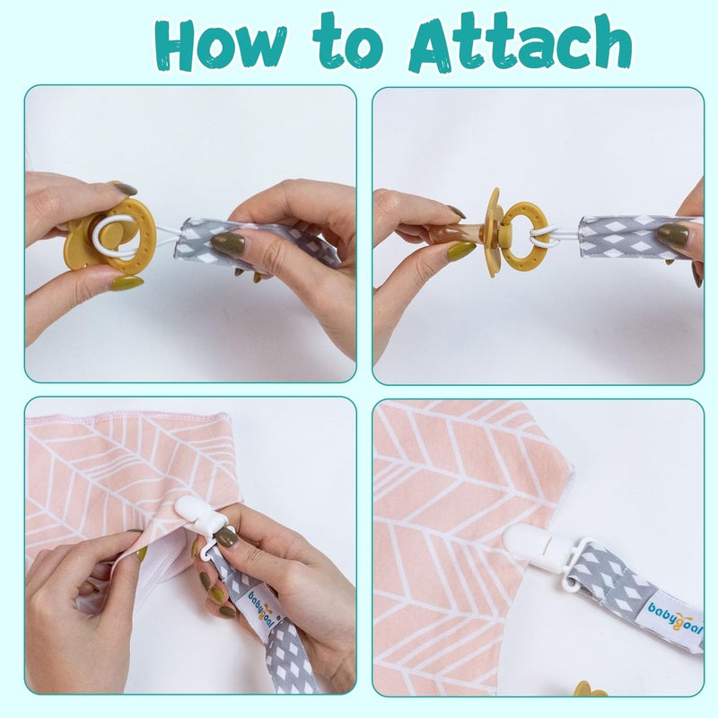babygoal Baby Neutral Pacifier Clips, 4 Pack Binky Paci Holder and Leash Fits for Most Pacifier and Binkies 4PS07-B - Image 5