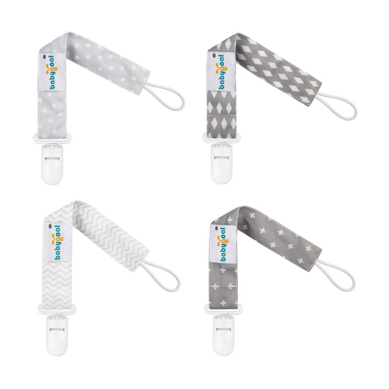babygoal Baby Neutral Pacifier Clips, 4 Pack Binky Paci Holder and Leash Fits for Most Pacifier and Binkies 4PS07-B - Image 1