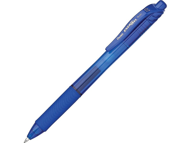 Pentel BL107C EnerGel-X Retractable Roller Gel Pen, .7mm, Blue Barrel/Ink, Dozen - Image 4