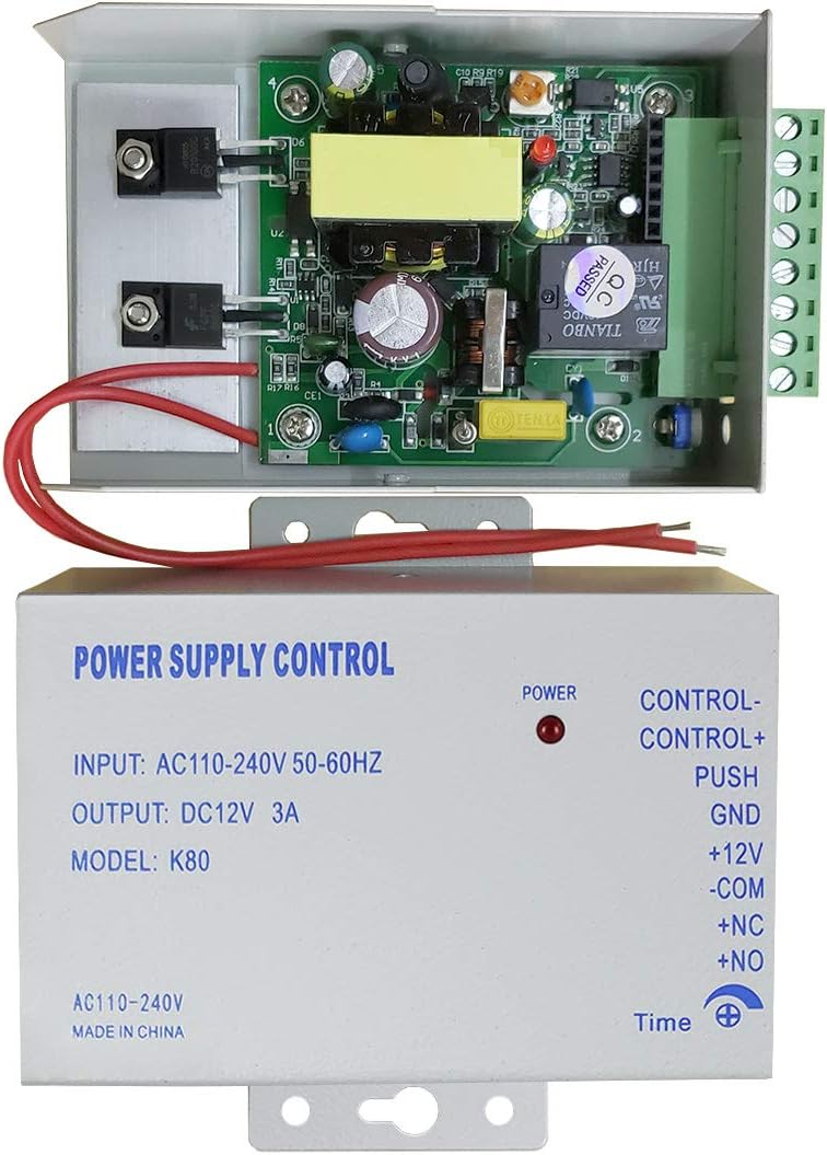 AMOCAM K80 Power Supply Control, AC 110-240V to DC 12V Power Supply for Door Access Control System, Video Doorbell, Electric Strike Lock, Bolt Lock, Magnetic Lock, Power Supply Controller - Image 3