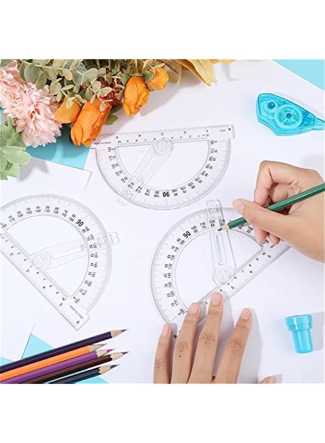 Arabest 2 Pcs 6 Inch 4 Inch Plastic Protractor Math Protractors 180 Degrees Angle Measurement, Translucent for Geometry Classroom Kid Student School Office Supplies(Swing Arm,6 Inch) - Image 5