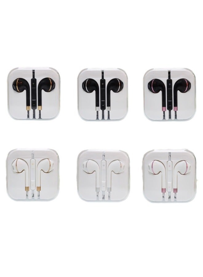 Color 5 Generation Golden Edge Headset For Apple Android Mobile Phone Universal White Network Wire Control With Microphone Universal Version Headset-Color:Black